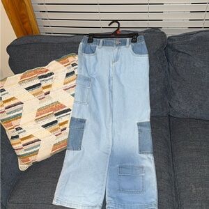 Stylish Light Blue Denim Cargo Jeans